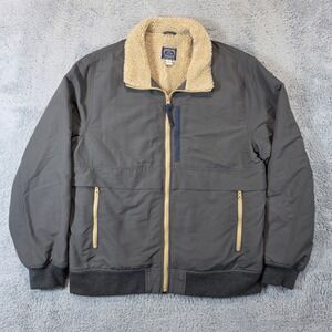 J Crew Sherpa Bomber Jacket Mens Medium Grey Lined Primaloft Insulated Full Zip